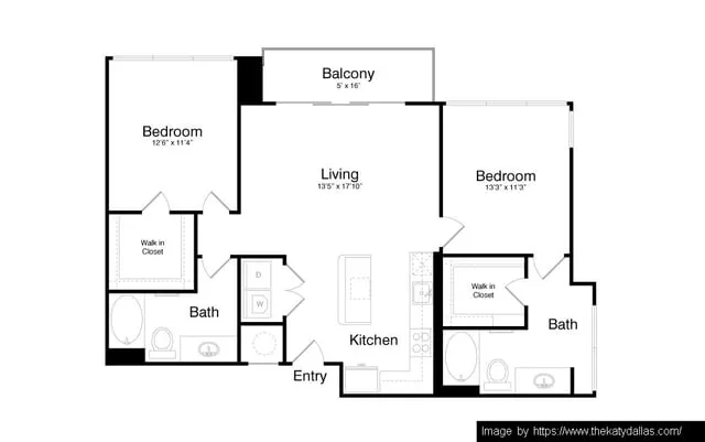 The Katy in Victory Park Rise apartments Dallas Floor plan 16