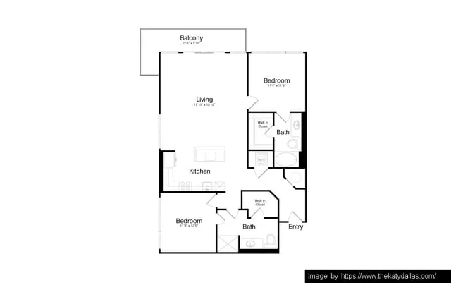 The Katy in Victory Park Rise apartments Dallas Floor plan 17