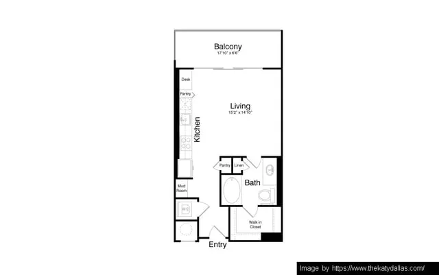 The Katy in Victory Park Rise apartments Dallas Floor plan 2