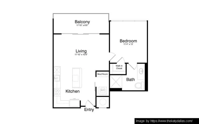 The Katy in Victory Park Rise apartments Dallas Floor plan 6