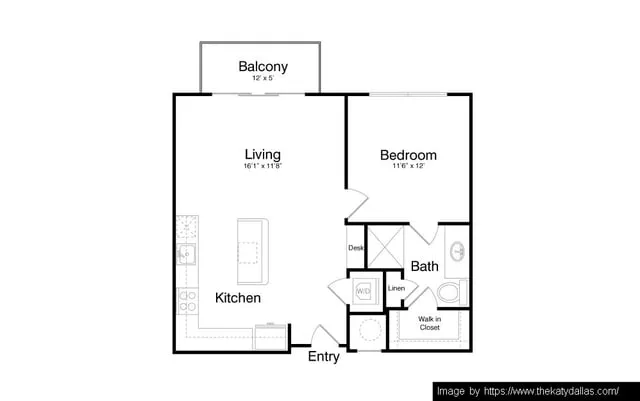 The Katy in Victory Park Rise apartments Dallas Floor plan 7