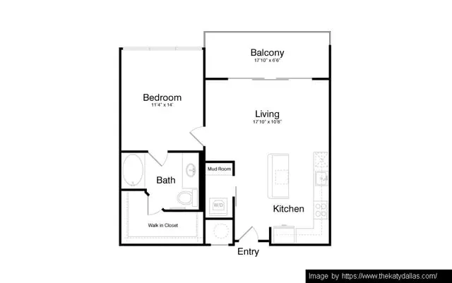 The Katy in Victory Park Rise apartments Dallas Floor plan 9