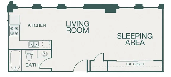 The Kirby Rise apartments Dallas Floor plan 1