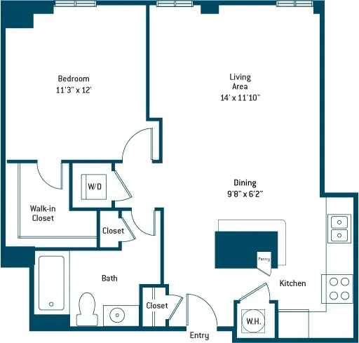 The Merc Rise apartments Dallas Floor plan 1