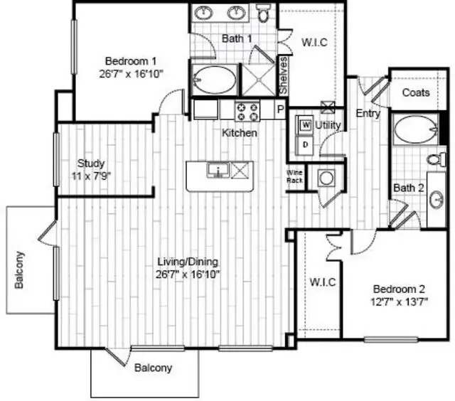 Virage Luxury Rise Apartments Houston FloorPlan 26