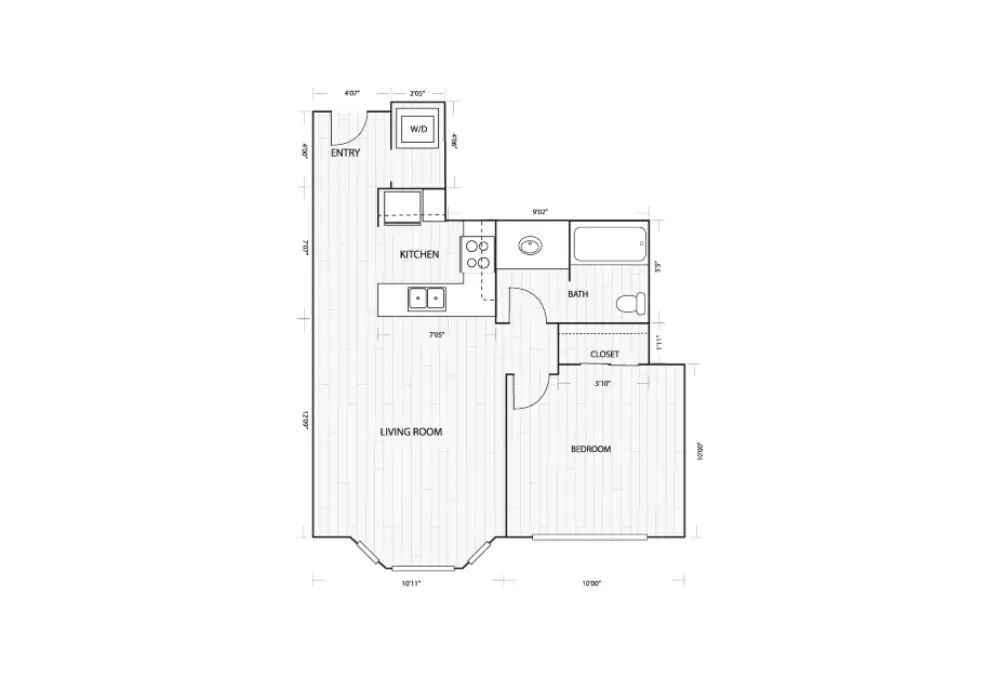 Whitney Uptown Rise Apartments Floorplan 1