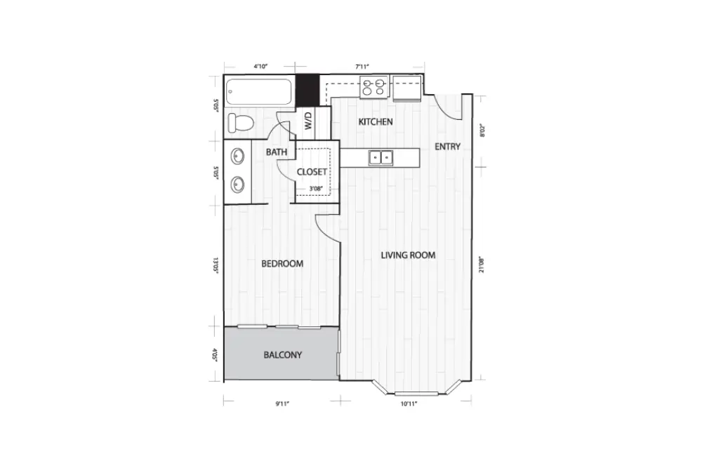 Whitney Uptown Rise Apartments Floorplan 3