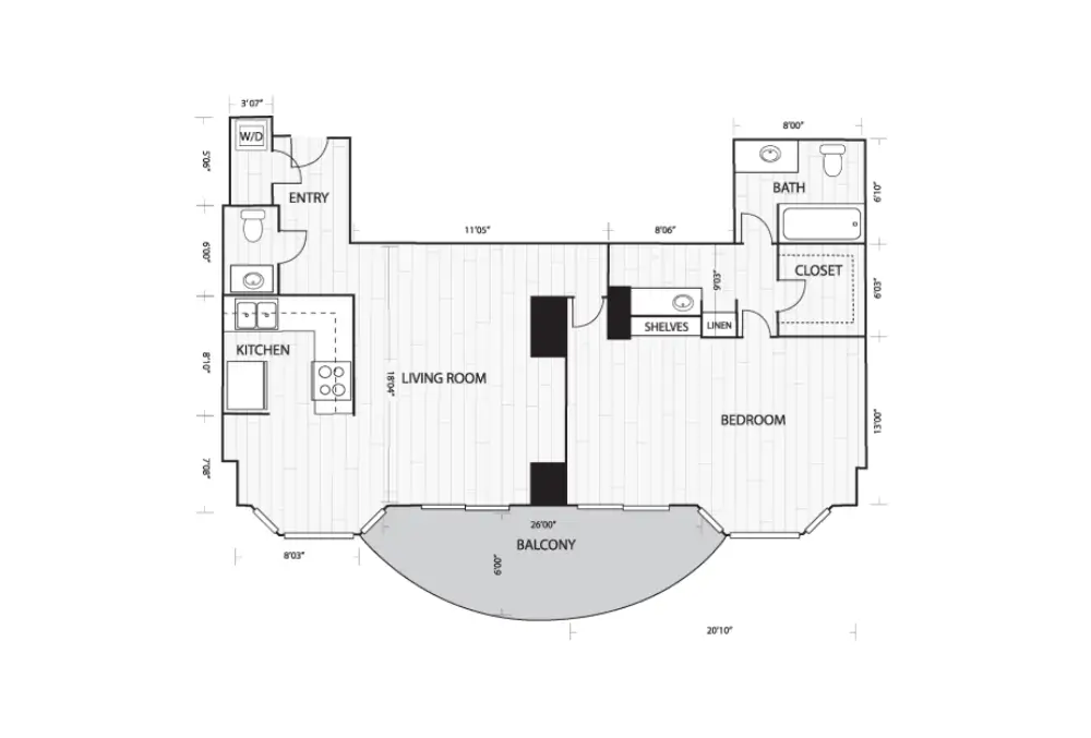 Whitney Uptown Rise Apartments Floorplan 4