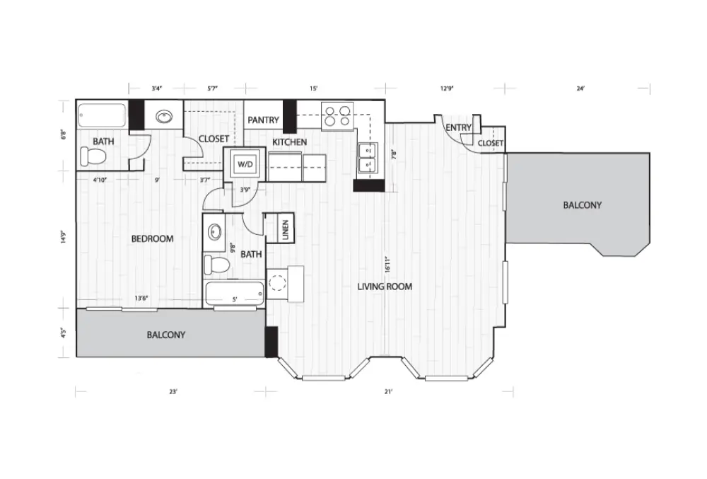 Whitney Uptown Rise Apartments Floorplan 5