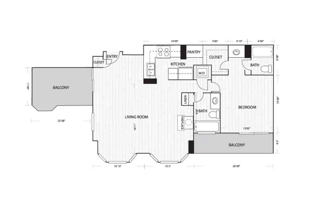 Whitney Uptown Rise Apartments Floorplan 6
