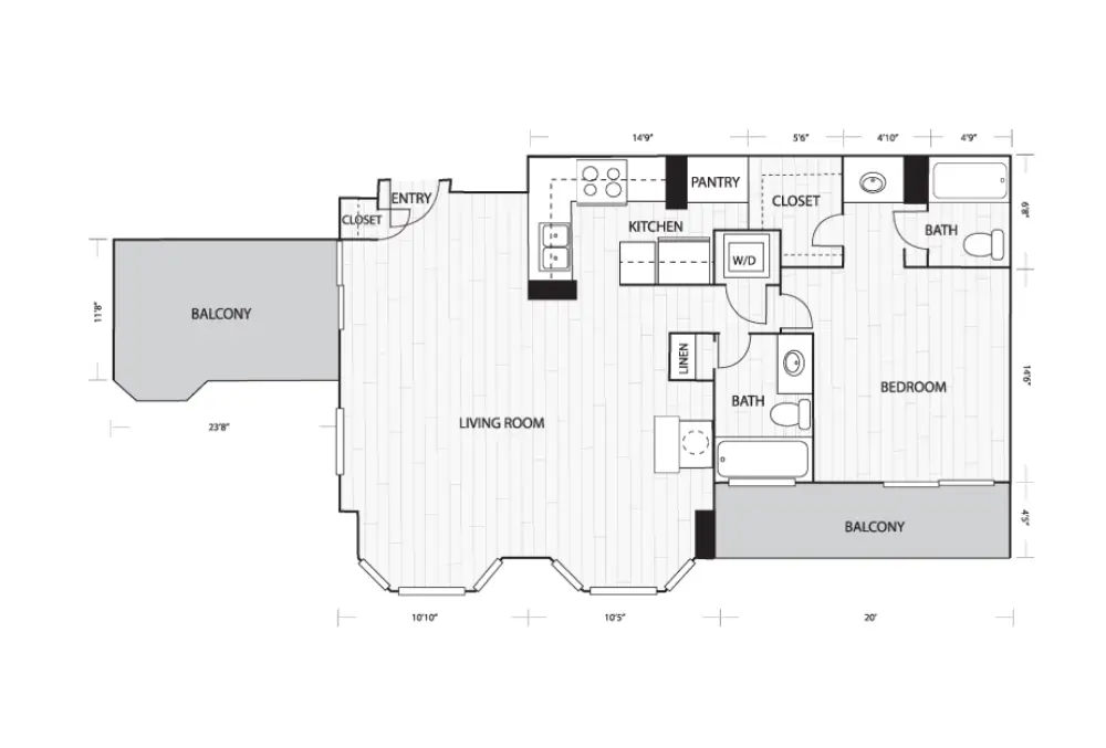 Whitney Uptown Rise Apartments Floorplan 7
