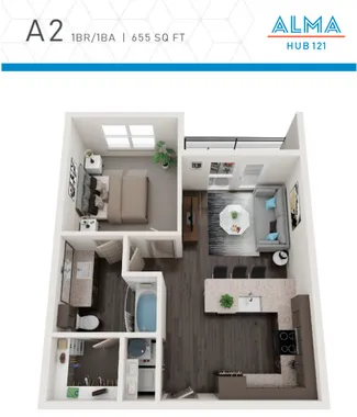 Alma Hub 121 Rise apartments Dallas Floor plan 2