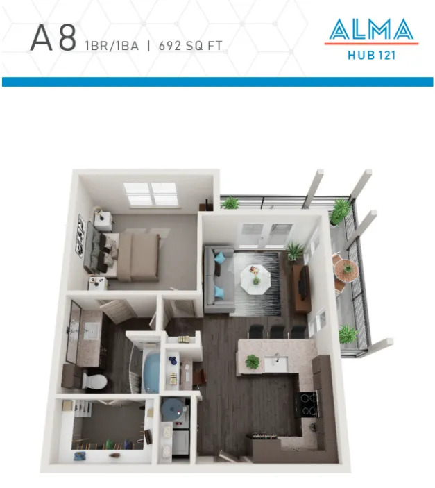 Alma Hub 121 Rise apartments Dallas Floor plan 3