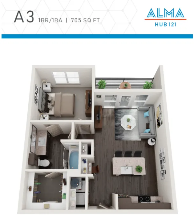 Alma Hub 121 Rise apartments Dallas Floor plan 4