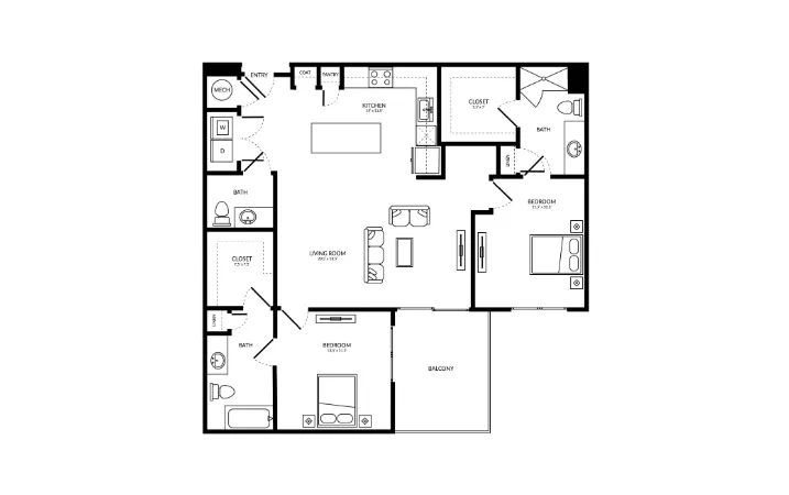 Atlas Waterside Rise apartments Dallas Floor plan 24