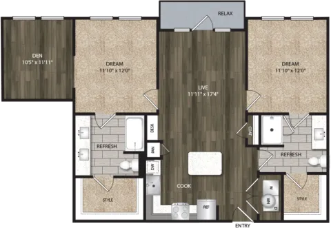 Bell Cityline Rise apartments Dallas Floor plan 15
