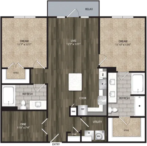 Bell Cityline Rise apartments Dallas Floor plan 16
