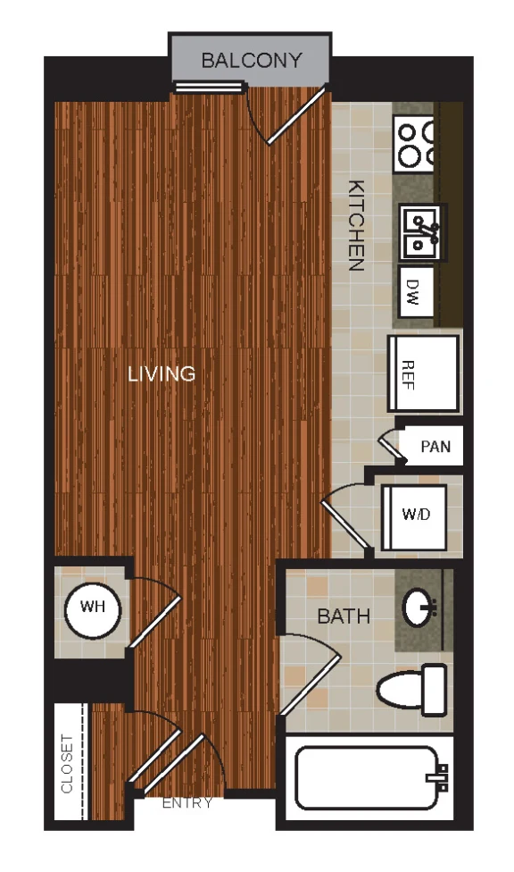 Berkshire Riverview Rise apartments Austin Floor plan 1