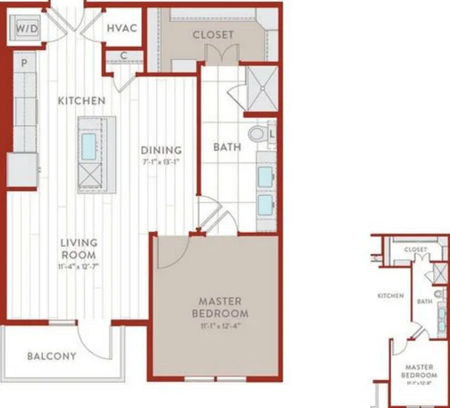 Bluffs at Midway Hollow Rise apartments Dallas Floor plan 13