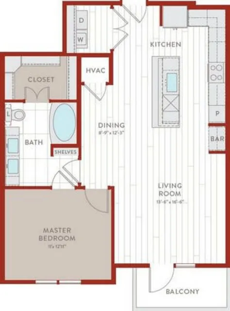 Bluffs at Midway Hollow Rise apartments Dallas Floor plan 19