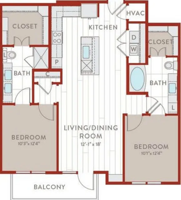 Bluffs at Midway Hollow Rise apartments Dallas Floor plan 43