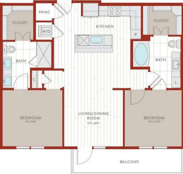 Bluffs at Midway Hollow Rise apartments Dallas Floor plan 44
