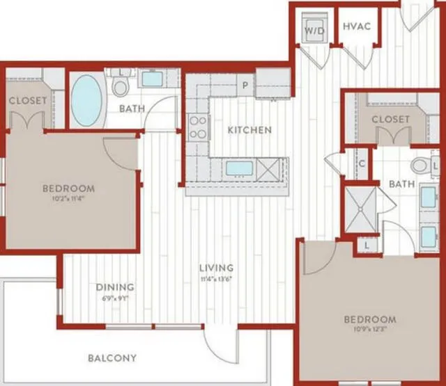 Bluffs at Midway Hollow Rise apartments Dallas Floor plan 45