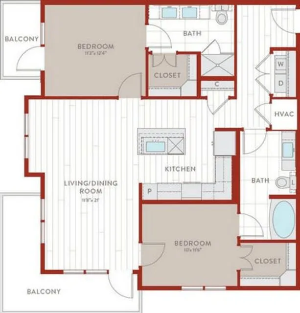 Bluffs at Midway Hollow Rise apartments Dallas Floor plan 46