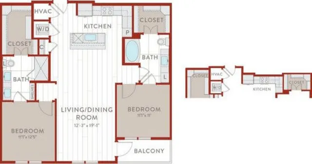 Bluffs at Midway Hollow Rise apartments Dallas Floor plan 49
