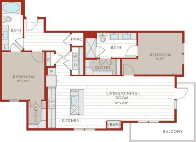 Bluffs at Midway Hollow Rise apartments Dallas Floor plan 53