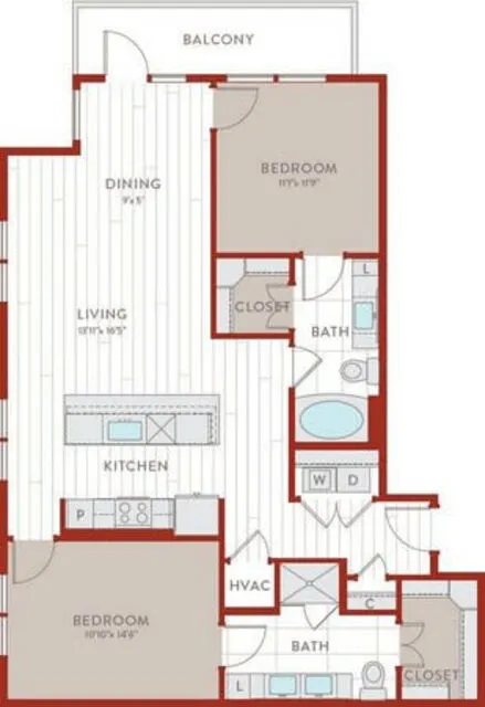 Bluffs at Midway Hollow Rise apartments Dallas Floor plan 54
