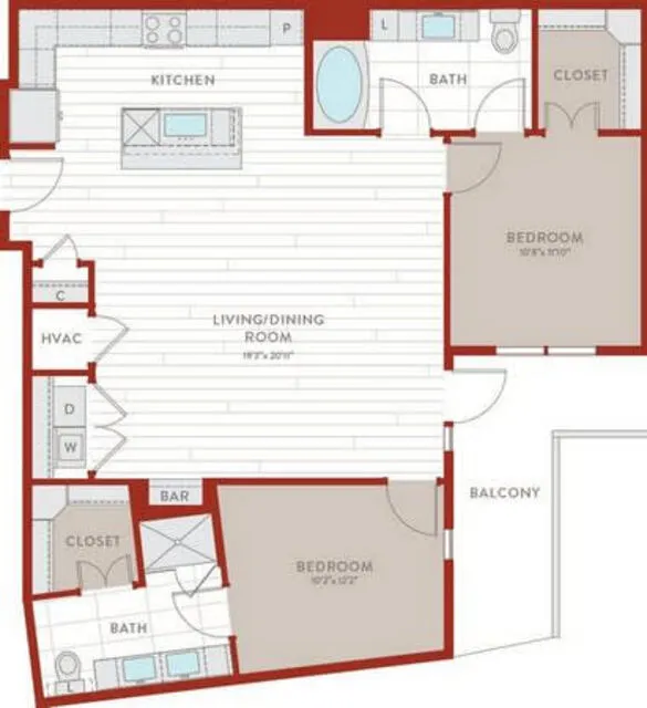 Bluffs at Midway Hollow Rise apartments Dallas Floor plan 55