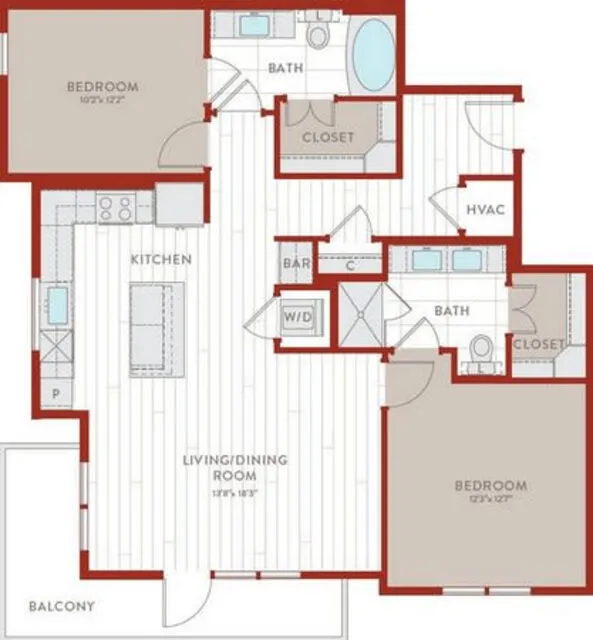 Bluffs at Midway Hollow Rise apartments Dallas Floor plan 57