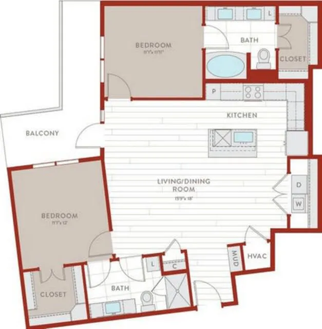 Bluffs at Midway Hollow Rise apartments Dallas Floor plan 59