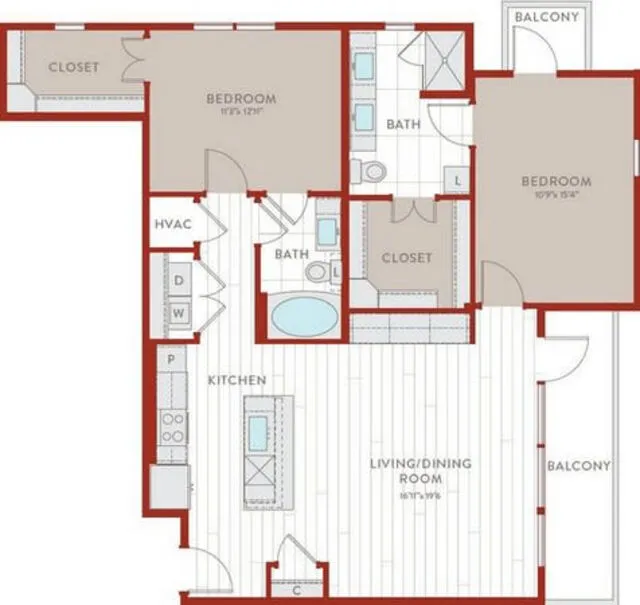 Bluffs at Midway Hollow Rise apartments Dallas Floor plan 60