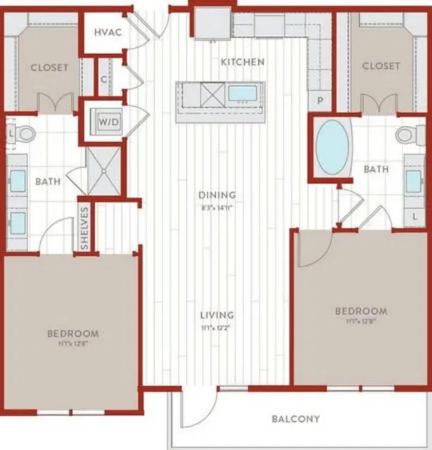 Bluffs at Midway Hollow Rise apartments Dallas Floor plan 62