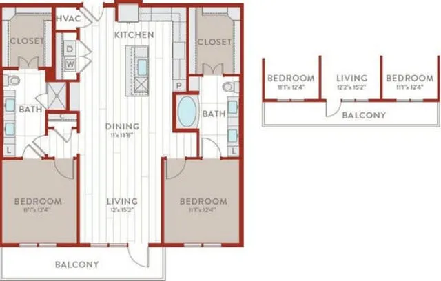 Bluffs at Midway Hollow Rise apartments Dallas Floor plan 63