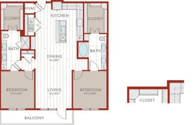 Bluffs at Midway Hollow Rise apartments Dallas Floor plan 64