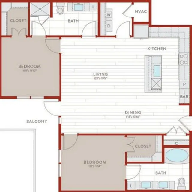 Bluffs at Midway Hollow Rise apartments Dallas Floor plan 66