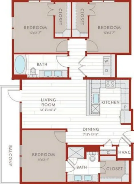Bluffs at Midway Hollow Rise apartments Dallas Floor plan 74