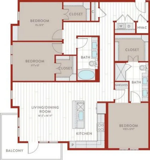 Bluffs at Midway Hollow Rise apartments Dallas Floor plan 77