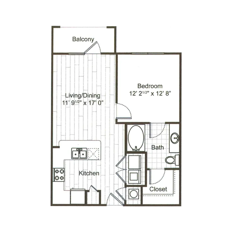 Caroline Uptown West Rise apartments Houston Floor plan 1