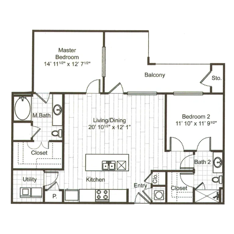 Caroline Uptown West Rise apartments Houston Floor plan 12