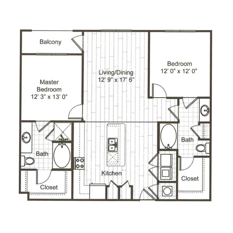 Caroline Uptown West Rise apartments Houston Floor plan 13