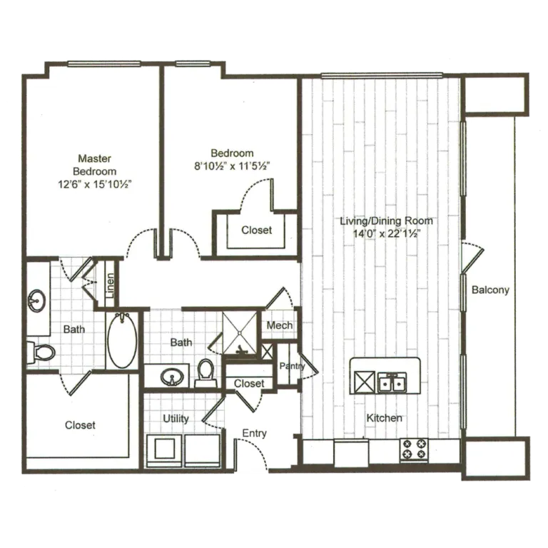 Caroline Uptown West Rise apartments Houston Floor plan 14