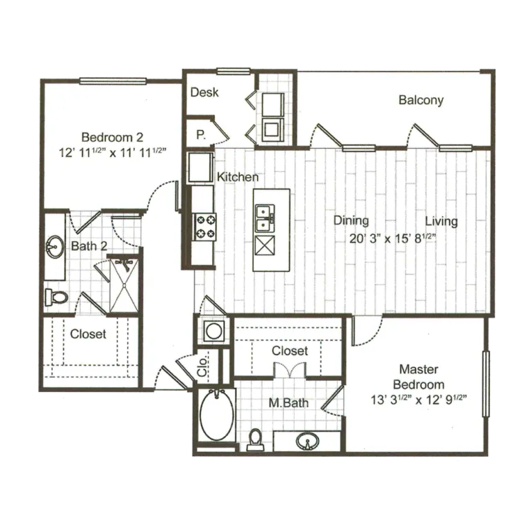 Caroline Uptown West Rise apartments Houston Floor plan 15