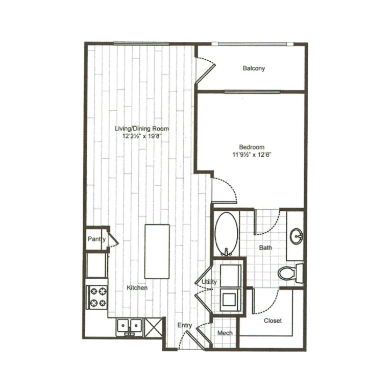 Caroline Uptown West Rise apartments Houston Floor plan 4