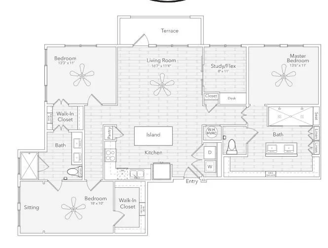 Enclave at the Carter Rise apartments Dallas Floor plan 13