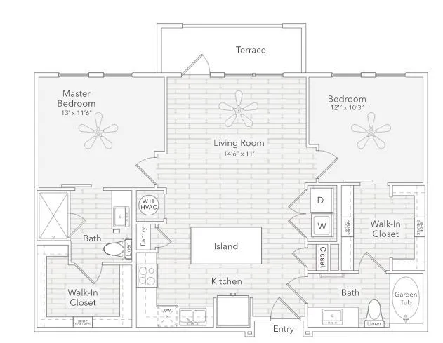 Enclave at the Carter Rise apartments Dallas Floor plan 5