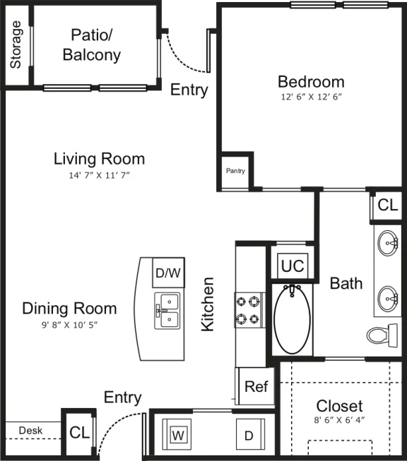 Encore at Home Town Rise apartments Dallas Floor plan 4